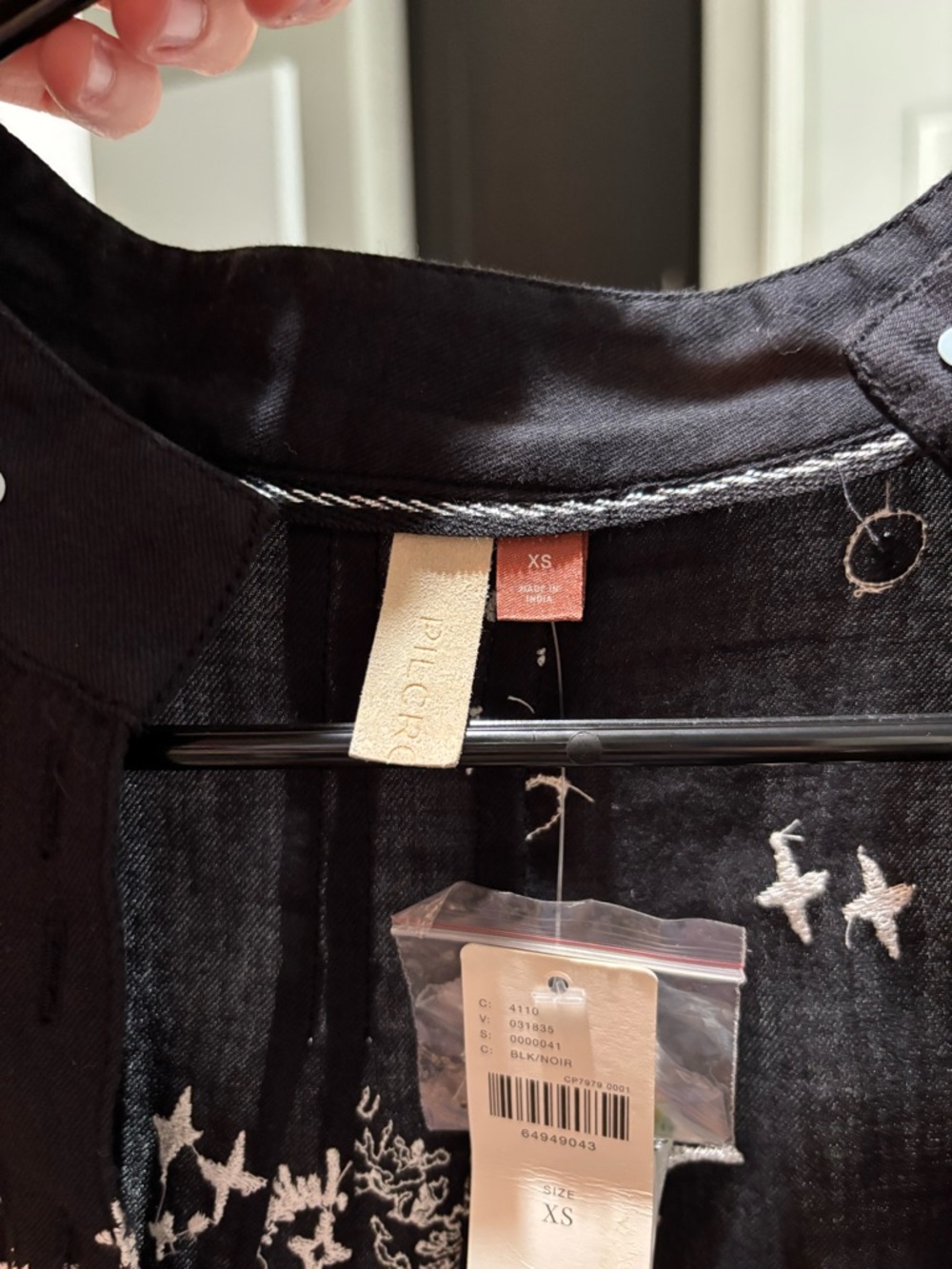 Pilcro Black Embroidered Celestial Button-Front Jacket - Picture 3 of 4